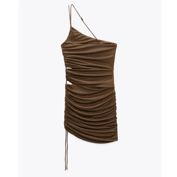 zara strappy asymmetric dress Tarik Ediz 98768 - Long Tafetta Sheath Dress
